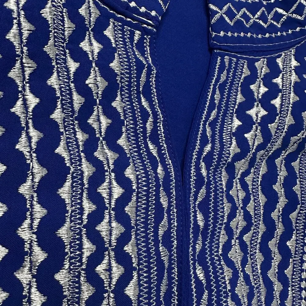 Boho Embroidered Blue Tunic Top 2XL | Festival Peasant Blouse Cottagecore - Picture 7 of 13